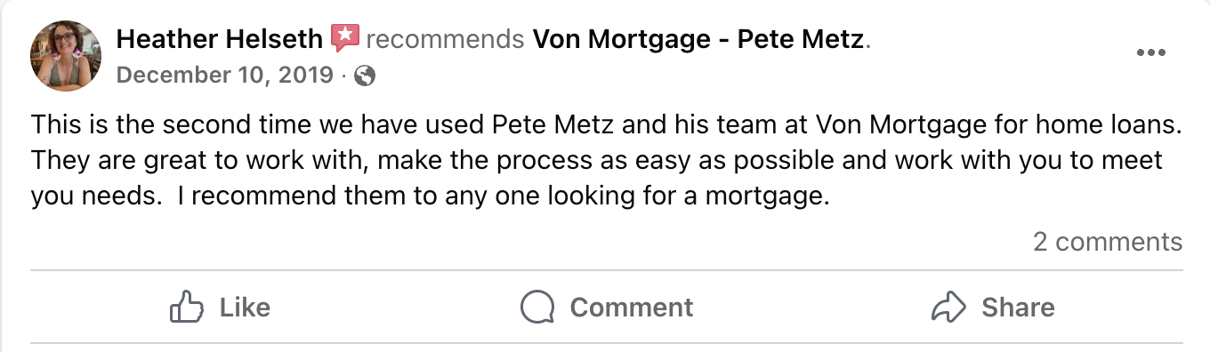Facebook recommendation from Heather Helseth: The second time we have used Pete Metz and his team.
